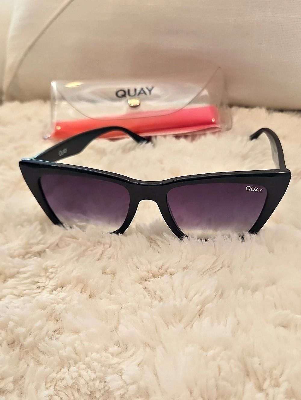 QUAY Cat-Eye Sunglasses in Black & Purple
